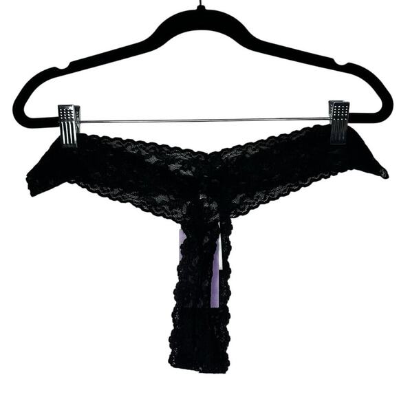 NWT Hanky Panky Crotchless Lace Panties Underwear Black Plus Size One Size - Picture 2 of 4